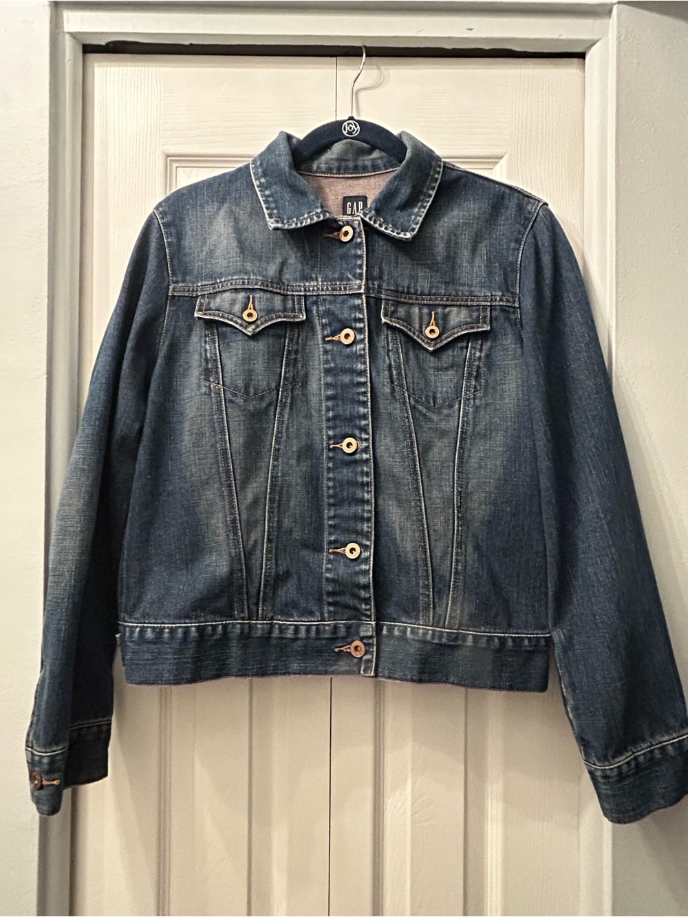 GAP Women's Blue Denim Jacket with Button Front